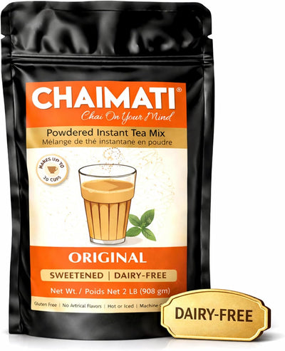 Chaimati Original Dairy-Free Instant Chai Mix, 2 LB (908 gm) | Sweetened, Vegan Friendly, Gluten Free | Powdered Tea, Makes 30 Cups | No Artificial Flavors | Ready in Seconds | Hot or Iced