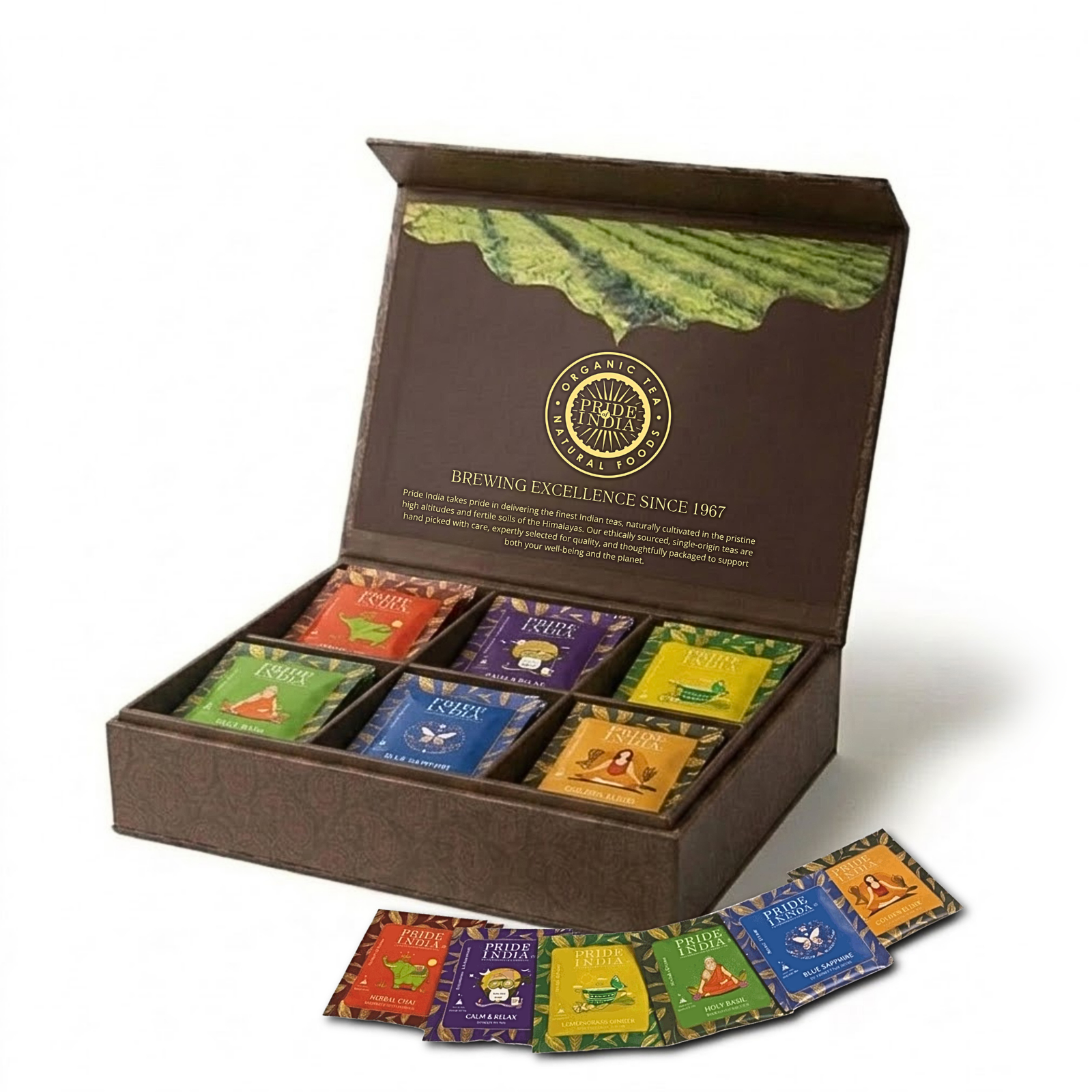 Premium Tea Chest – 6 Flavors, 72 Tea Bags (Classic & Herbal Options) - Pride Of India