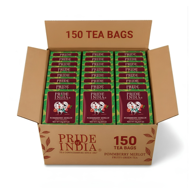 Pride of India Pommberry Merlot Green Tea - 150 Individually Wrapped Full Leaf Pyramid Tea Bags | Fruity Green Tea Bulk Pack for Food Service, Cafes, Hotels, Offices & Daily Tea Drinkers