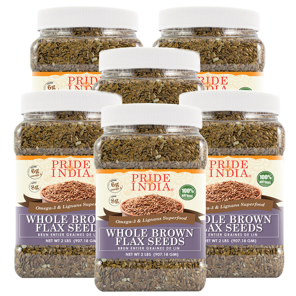 Whole Brown Flax Seeds - Omega-3 & Lignan Superfood Jar - Pride Of India
