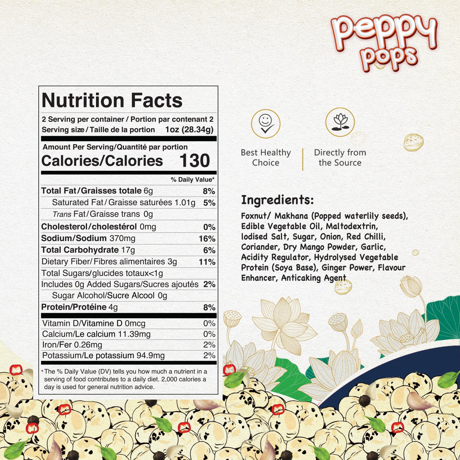 PEPPY POPS MAGICAL MASALA ROASTED FOXNUTS - Pride Of India