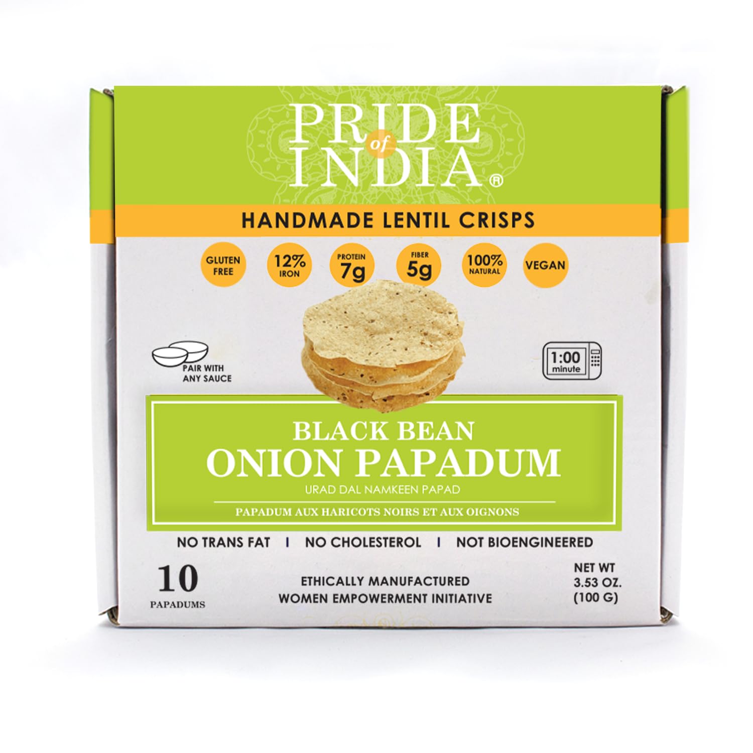 Onion Papadum Indian Lentil Crisps (Papad) - Pride Of India
