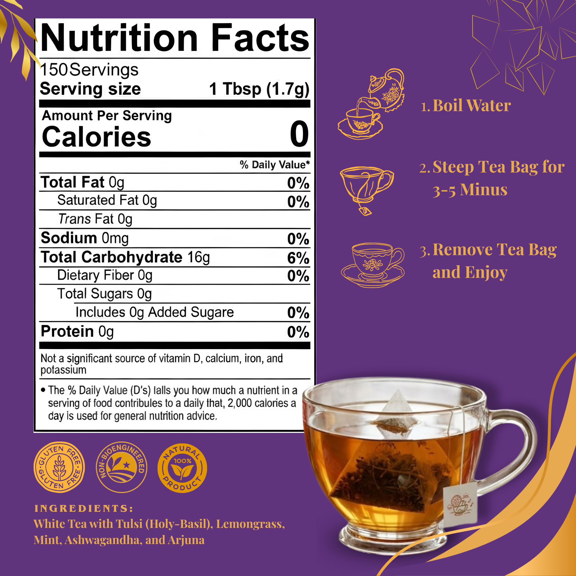 Pride of India Calm & Relax Bedtime Tea - 150 Individually Wrapped Full Leaf Pyramid Tea Bags | Herbal White Tea Bulk Pack for Food Service, Cafes, Hotels, Offices & Daily Tea Drinkers