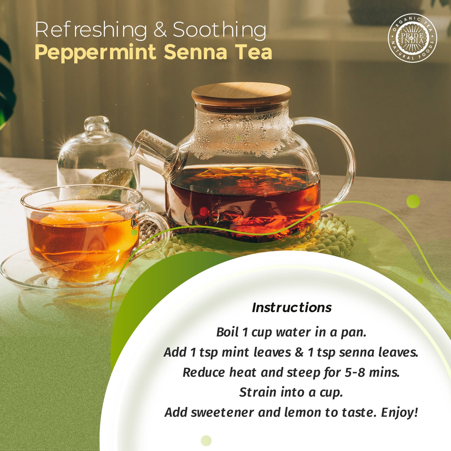 Digestive Health Trio 10.59 oz (300 gm) | Includes Mint Leaf Whole, Lemongrass Fine Cut & Senna Herbal Tea Leaf Whole | Perfect for Hot/Iced Tea, Mocktails | Promotes Inner Wellness | 3 PACK of 3.53 oz - Pride Of India