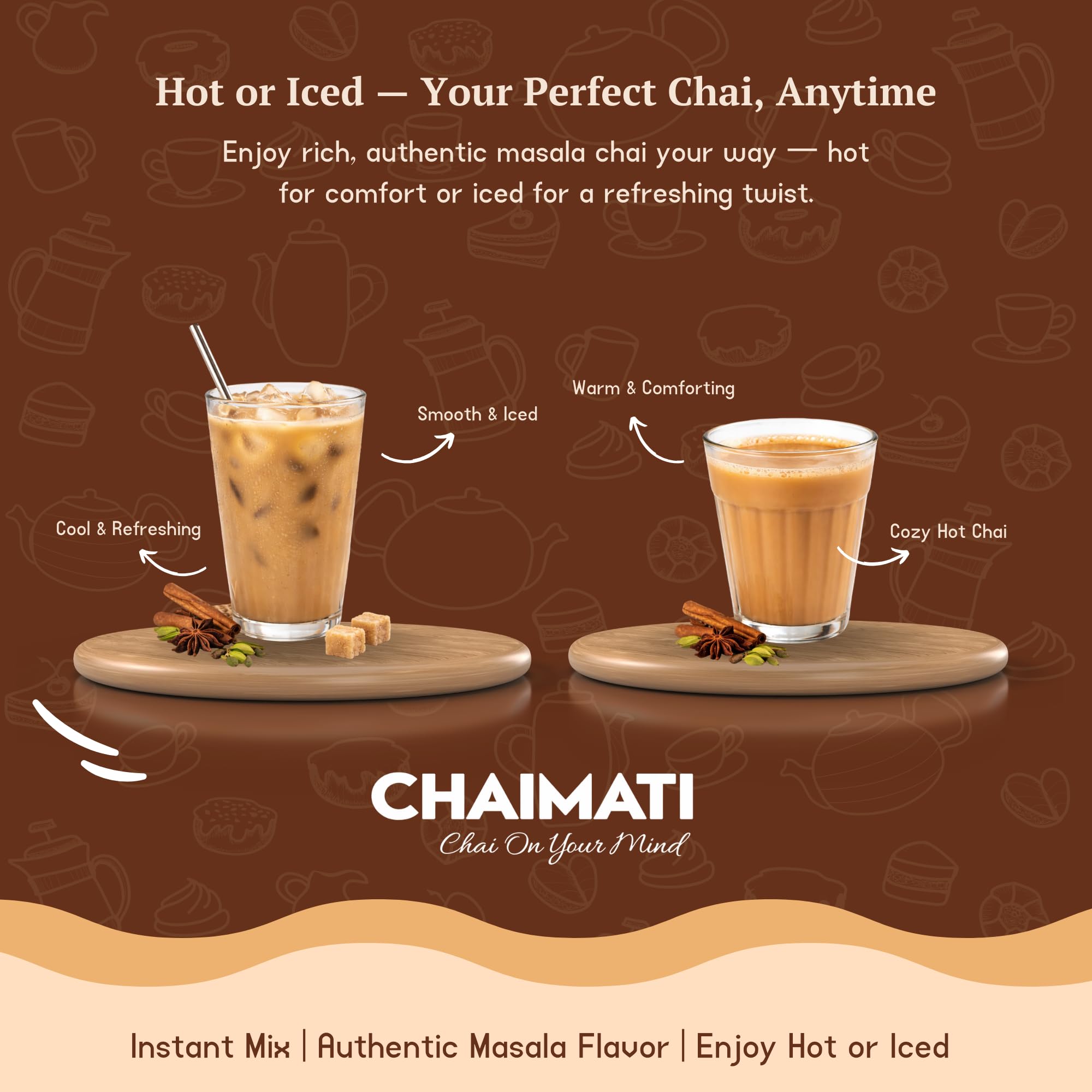 Chaimati Unsweetened Masala Chai Mix, 2 LB (908 gm) | No Added Sugar, Gluten Free, Dairy Based | Instant Powdered Tea, Makes 75 Cups | Cinnamon, Ginger, Cardamom | Ready in Seconds | Hot or Iced