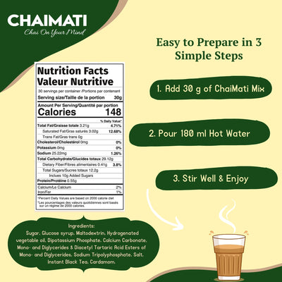 Chaimati Cardamom Dairy-Free Chai Mix, 2 LB (908 gm) | Sweetened, Vegan, Gluten Free, No Artificial Flavors | Instant Powdered Tea, Makes 30 Cups | Elaichi Flavor | Ready in Seconds | Hot or Iced