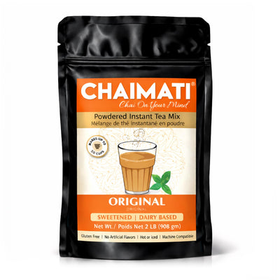 Chaimati Original Instant Chai Mix, 2 LB (908 gm) | Sweetened, Dairy Based, Gluten Free, No Artificial Flavors | Powdered Tea, Makes 50 Cups, Ready in Seconds | Authentic Creamy Chai | Hot or Iced