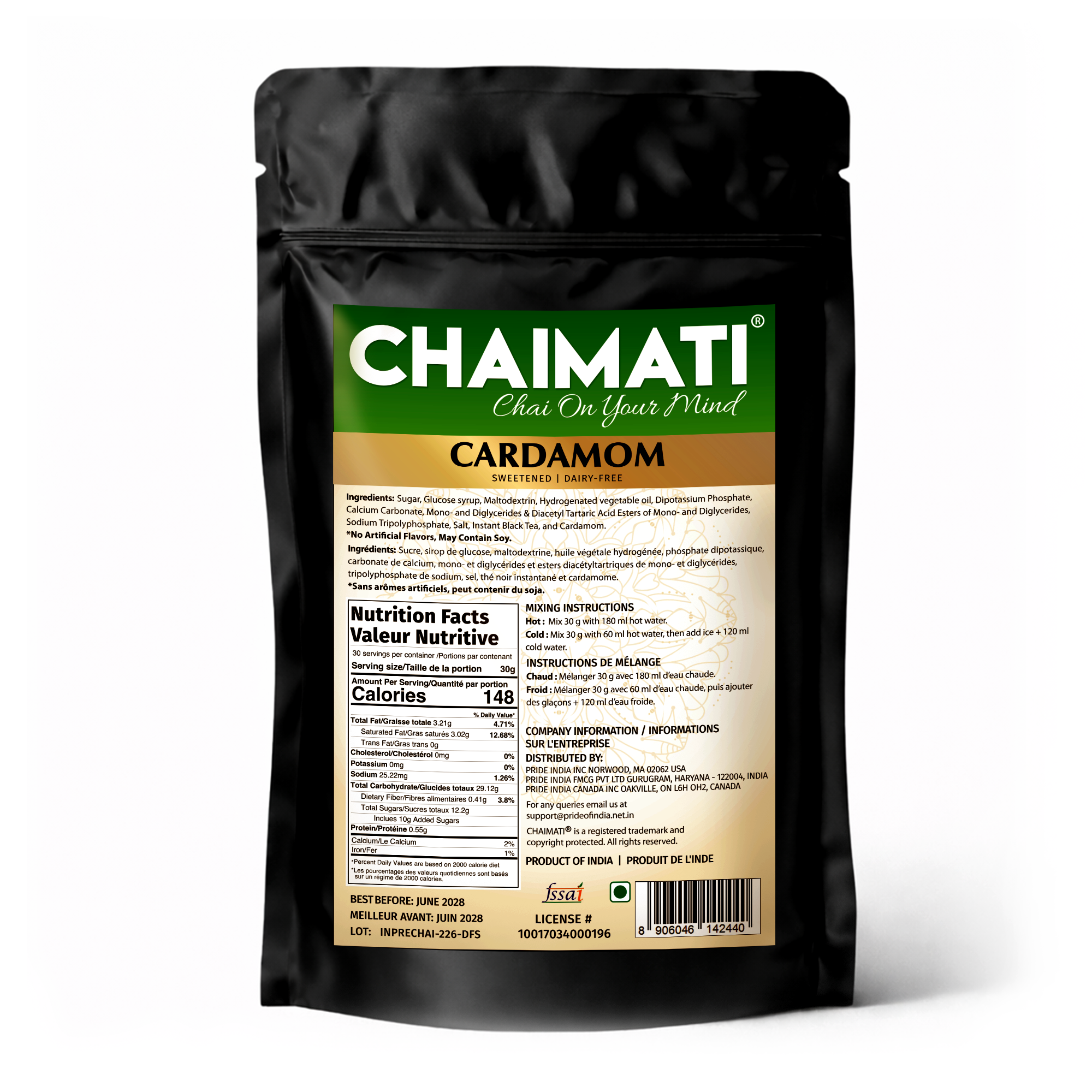 CHAIMATI Dairy-Free Instant Cardamom Chai Latte Premix - 2 lb