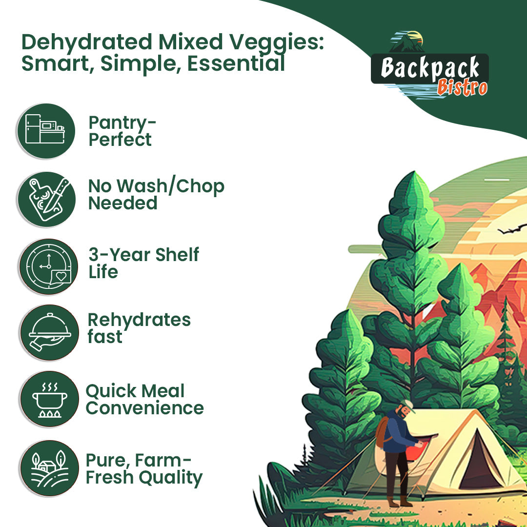 Backpack Bistro Dehydrated Mixed Vegetables 7.05 oz (200 g) - Pride Of India